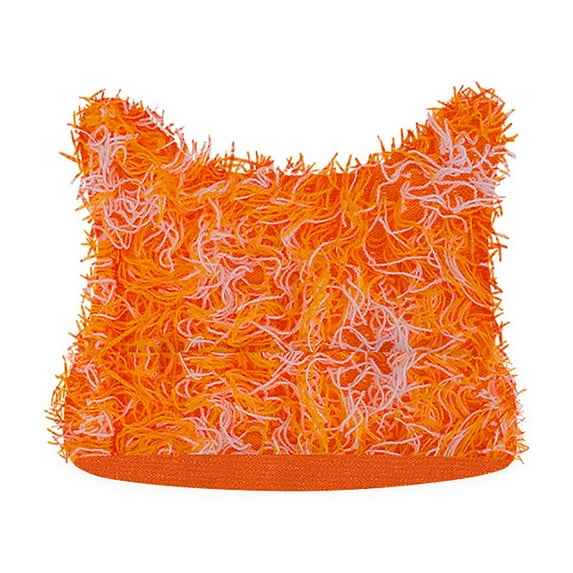 Xfvqtps Womens Beanie Cute Cat Ear Knitted Crochet Distressed Windproof Coldproof Warm Fall Winter Soft Skull Cap Yellow