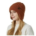 thumbnail image 1 of Xfvqtps Womens Beanie with Ear Flap Knitted Cuffed Solid Color Simplicity Stretch Windproof Coldproof Warm Thickened Ski Fall Winter Soft Skull Cap Brown, 1 of 4