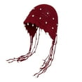 thumbnail image 1 of Xfvqtps Womens Beanie Knitted Pearl Tassel Hollow Out Bohemian Style Fashion Aestheticism Outdoor Summer Skull Cap Wine, 1 of 2
