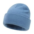 thumbnail image 1 of Xfvqtps Womens Beanie Knitted Solid Color Simplicity Cuffed Stretch Soft Windproof Coldproof Warm Winter Hat Blue, 1 of 5