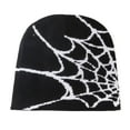 thumbnail image 1 of Xfvqtps Womens Beanie Spider Web Knitting Fashion Stretch Windproof Coldproof Warm Outdoor Fall Winter Soft Skull Cap Black, 1 of 6