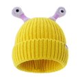 thumbnail image 1 of Xfvqtps Womens Beanie with Little Design Funny Hat Knitted Cuffed Fashion Striped Cute Windproof Coldproof Warm Winter Skull Cap Yellow, 1 of 4