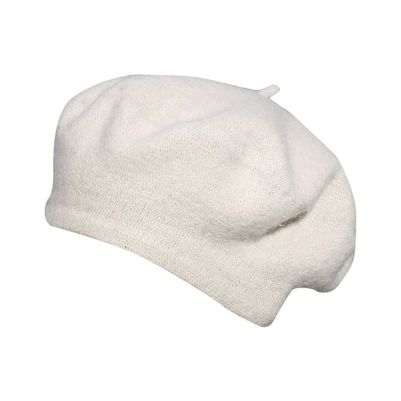 Xfvqtps Womens Beret Hat French Style Solid Color Classic Wool Plush Fur Artistic Elegant Fall Winter Painter Hat Beige