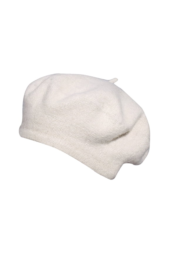 Womens Beret Hat French Style Solid Color Classic Wool Plush Fur Artistic Elegant Fall Winter Painter Hat Beige