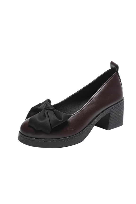 Womens Bow Detail Block Heel Mules Slip On Comfortable Shoes for Spring Summer Casual Office Wear