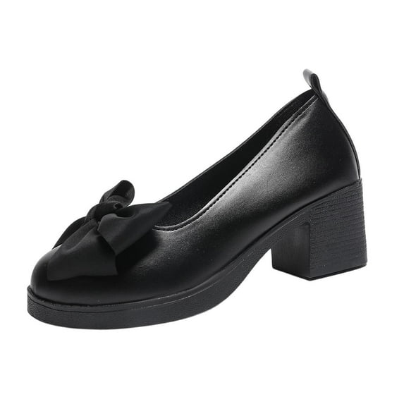 Xfvqtps Womens Bow Detail Block Heel Mules Slip On Comfortable Shoes for Spring Summer Casual Office Wear
