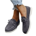thumbnail image 1 of Xfvqtps Womens Bow Detail Loafers Comfortable Slip on Flat Shoes for Women Lightweight Breathable Moccasins with Cushioned Insole Casual Fall Shoes Gray, 1 of 9