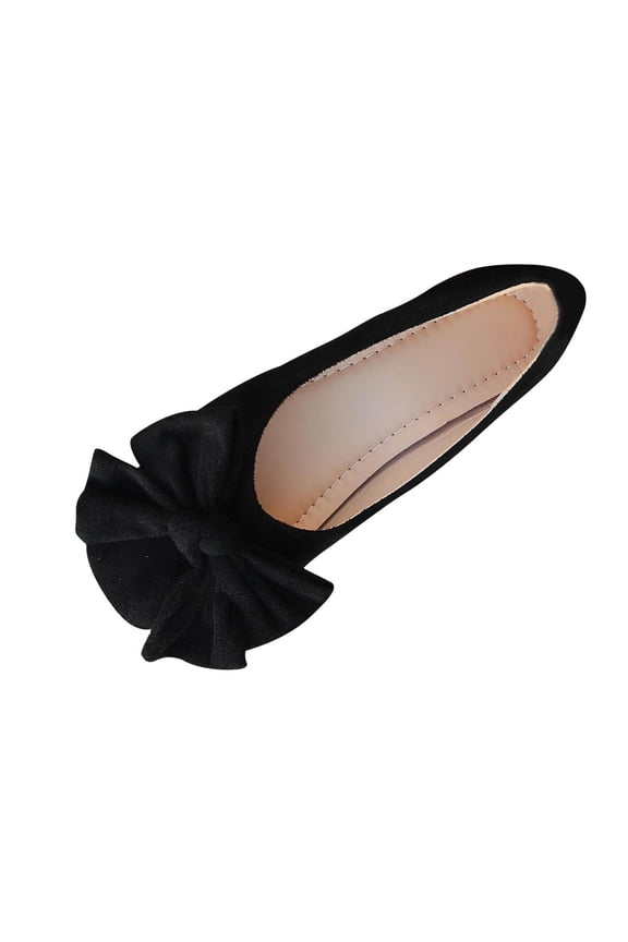 Womens Bow Flats Round Toe Slip on Flat Shoes Casual Comfortable Loafers for Spring Summer Daily Wear Black