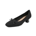 thumbnail image 1 of Xfvqtps Womens Bow Heels Knit Fabric Pumps Block Heel Slip Ons Casual Pointed Toe Shoes Decorative Bow Heels for Women Comfortable & Stylish Everyday Heels, 1 of 6