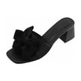 thumbnail image 1 of Xfvqtps Womens Bow Sandals Square Toe Open Toe Block Heel High Heel Dressy Casual Slide on Shoes for Women, 1 of 8