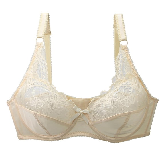 Xfvqtps Womens Bras Adjustable Spaghetti Strap Back Buckle Lace Bow Thin Breathable Solid Color Daily Bras Beige