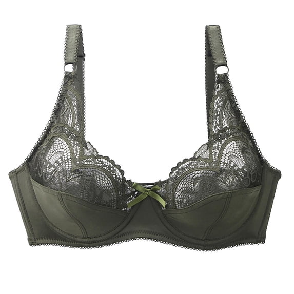 Xfvqtps Womens Bras Adjustable Spaghetti Strap Back Buckle Lace Bow Thin Breathable Solid Color Daily Bras Green
