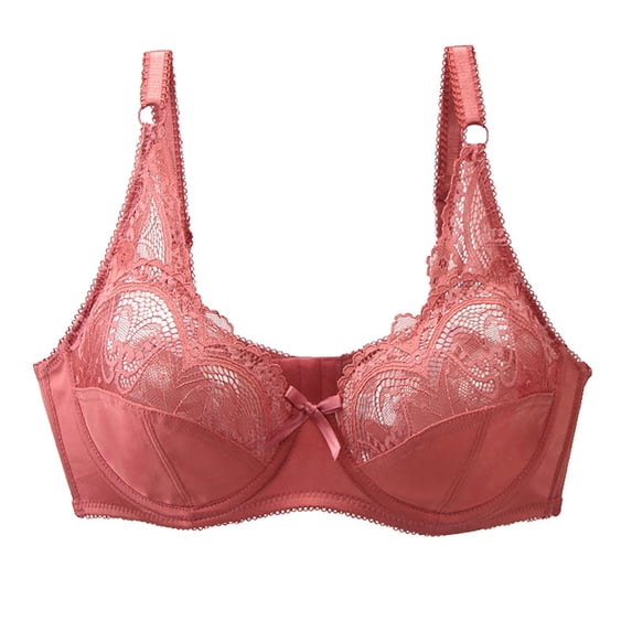 Xfvqtps Womens Bras Adjustable Spaghetti Strap Back Buckle Lace Bow Thin Breathable Solid Color Daily Bras Red