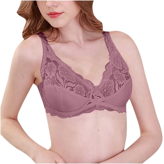 Xfvqtps Womens Bras Adjustable Strap Back Buckle Lace Thin Breathable Solid Color Daily Bras Gray