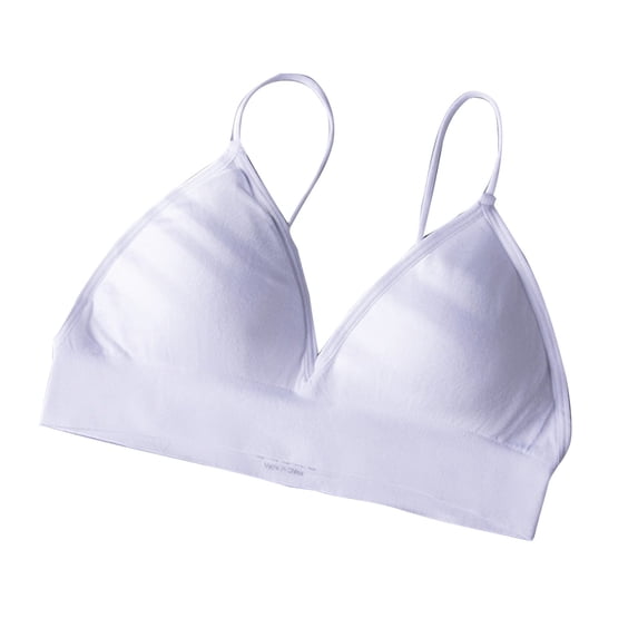 Xfvqtps Womens Bras No Underwire Spaghetti Strap Deep V Neck Triangle Cup Comfortable Breathable Daily Bras White