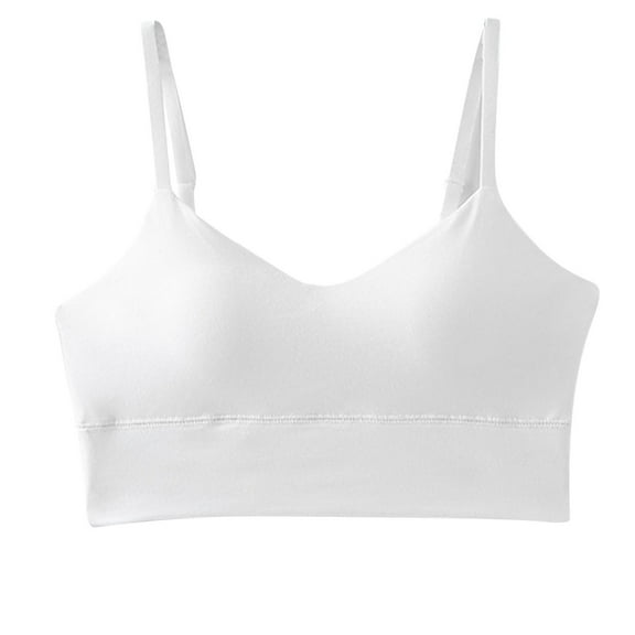 Xfvqtps Womens Bras Wireless Adjustable Spaghetti Strap Elastic Solid Color Pullover Comfortable Breathable Daily Bras White