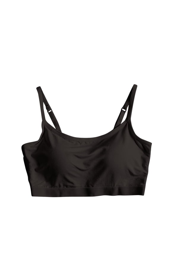 Womens Bras Wireless Solid Color Adjustable Spaghetti Strap Elastic Pullover Comfortable Breathable Daily Bras Black