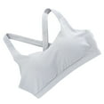 thumbnail image 1 of Xfvqtps Womens Bras Wireless Solid Color Cross Back Rib Elastic Pullover Comfortable Breathable Bras for Everyday Gray, 1 of 4