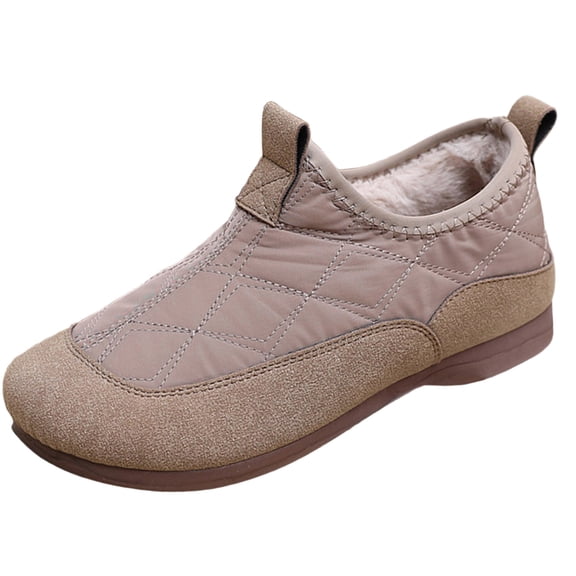 Xfvqtps Womens Breathable Boots Soft Sole Winter Shoes Thick Bottom Warm Snow Boots Comfortable Casual Footwear Easy Slip on Khaki