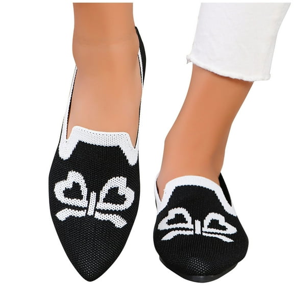 Xfvqtps Womens Breathable Mesh Flat Shoes Lightweight Casual Slip on Sneakers with Round Toe Non Slip Comfortable Walking Shoes for Women Black