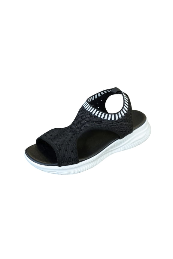 Womens Breathable Mesh Slingback Sandals Peep Toe Flat Thick Soft Sole Casual Shoes for Walking Comfort Slip on Shoes