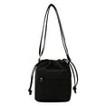 thumbnail image 1 of Xfvqtps Womens Bucket Bag Solid Color Simplicity Ins Adjustable Shoulder Strap Drawstring Style Fashion Lightweight Portable Canvas Crossbody Bag Black, 1 of 3