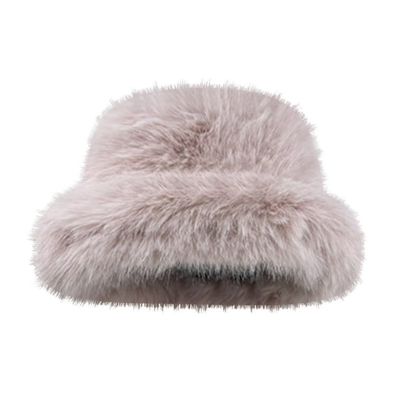 Xfvqtps Womens Bucket Hat Faux Fur Fluffy Solid Color Simplicity Windproof Coldproof Warm Outdoor Fall Winter Fishing Hat Purple