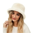 thumbnail image 1 of Xfvqtps Womens Bucket Hat Fluffy Plush Faux Fur Fuzzy Solid Color Simplicity Thick Coldproof Warm Outdoor Fall Winter Fishing Hat White, 1 of 2