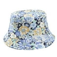 thumbnail image 1 of Xfvqtps Womens Bucket Hat Sun Hat Sunshade Flower Pattern Colorful Double-Sided Wearable Hat Cotton Outdoor Fisherman Hat Blue, 1 of 5