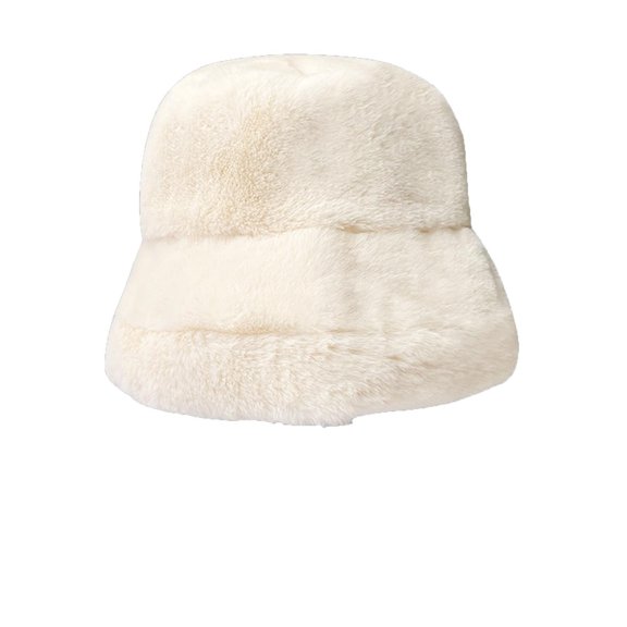 Xfvqtps Womens Bucket Hats Plush Flat Top Fuzzy Fluffy Hat Solid Color Simplicity Thickened Soft Comfortable Fashion Versatile Warm Winter Fishing Hat Beige
