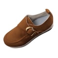thumbnail image 1 of Xfvqtps Womens Buckle Accent Flat Shoes Thick Sole Height Boost Comfortable Casual Slip on Versatile Everyday Footwear Fall Winter Brown, 1 of 9