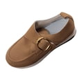 thumbnail image 1 of Xfvqtps Womens Buckle Accent Flat Shoes Thick Sole Height Boost Comfortable Casual Slip on Versatile Everyday Footwear Fall Winter Khaki, 1 of 9