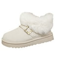 thumbnail image 1 of Xfvqtps Womens Buckle Detail Snow Boots Faux Fur Casual Round Toe Thick Sole Winter Shoes Warm Comfortable Ankle Boots Fashion White, 1 of 8