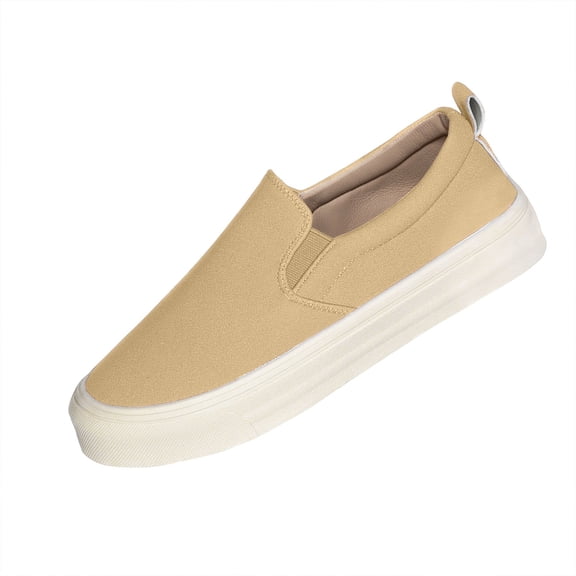 Xfvqtps Womens Canvas Loafer Flat Shoes Breathable Round Toe Comfortable Slip on Casual Rubber Sole Versatile Everyday Footwear Khaki