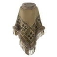 thumbnail image 1 of Xfvqtps Womens Cape Faux Fur Collar and Fringed Hem Pullover Snowflake Printing Thickened Comfortable Soft Casual Windproof Coldproof Warm Winter Long Coat Khaki, 1 of 1