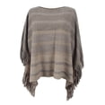 thumbnail image 1 of Xfvqtps Womens Cape Pullover Round Neck Fringed Cuff Knitting Stripe Comfortable Soft Sweater Fashion Casual Warm Fall and Winter Top Khaki, 1 of 6
