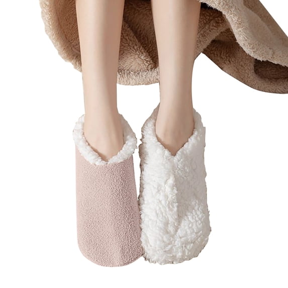 Xfvqtps Womens Carpet Socks Fuzzy Socks Plush Lining Thick Insulation Short Home Snow Solid Color Comfortable Soft Warm Winter Slipper Socks Pink