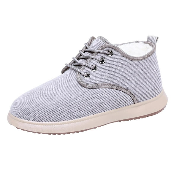 Xfvqtps Womens Casual Boots Corduroy Upper Winter Shoes Slip on Warm Snow Boots Comfortable Fashion Footwear Easy Wear Gray