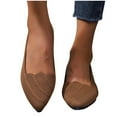 thumbnail image 1 of Xfvqtps Womens Casual Flat Shoes Soft Breathable Flying Woven Pointed Toe Slip on Lightweight Comfortable Walking Shoes Outfits Brown, 1 of 6