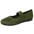 thumbnail image 1 of Xfvqtps Womens Casual Shoes Foot Strap Knit Hollow out Solid Color Simplicity Soft Sole Round Toe Comfortable Breathable Mesh Flat Shoes Shallow Mouth Retro Slip on Single Shoes Green, 1 of 8