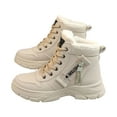 thumbnail image 1 of Xfvqtps Womens Casual Shoes High Top Lace Up Plush Fleece Line Fashion Waterproof Non Slip Winter Ankle Boots Versatile Warm Snow Velvet Boots Cotton Shoes Khaki, 1 of 5