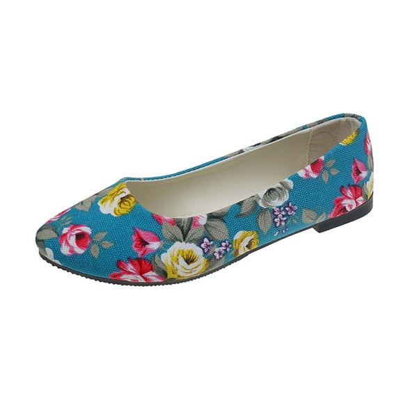 Xfvqtps Womens Casual Shoes Rose Flower Multicolor Flat Bottom Soft Sole Pointy Toe Slip on Comfortable Breathable Canvas Single Shoes Spring and Summer New Slip on Flat Shoes Green