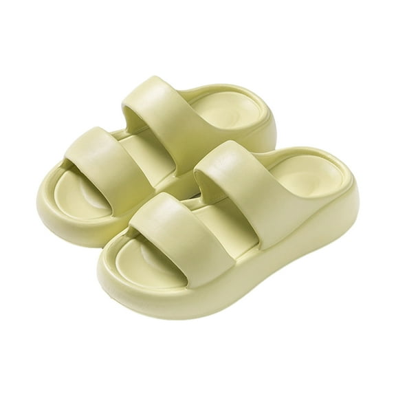 Xfvqtps Womens Casual Slippers Solid Color Simplicity Open Toe Double Strap Platform Thick Bottom Quick Drying Lightweight Non-Slip Bathroom Shower EVA Slippers Green