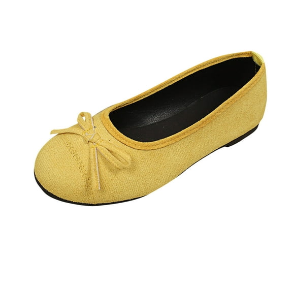 Xfvqtps Womens Casual Wedge Shoes Comfortable Slip on with Cushioned Insole Lightweight Breathable Solid Color Flats for Work Walking Daily Wear Yellow