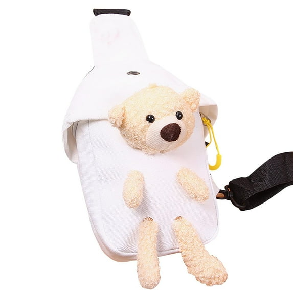 Xfvqtps Womens Chest Bag Cute Bear Adjustable Shoulder Strap Lightweight Portable Commuting Oxford Cloth Crossbody Bag White