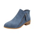 thumbnail image 1 of Xfvqtps Womens Chunky Heel Ankle Boots Pointed Toe Side Zipper Booties Block Heel Fashion Boots Comfortable Faux Suede Short Boots for Women Blue, 1 of 9