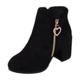 thumbnail image 1 of Xfvqtps Womens Chunky Heel Ankle Boots for Winter Side Zipper Fashion Booties with Heart Charm Comfortable Low Heel Shoes for Daily Casual Wear Black, 1 of 9