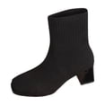 thumbnail image 1 of Xfvqtps Womens Chunky Heel Boots Knit Round Toe Ankle Booties Fashion Winter Comfortable Boots for Women Slip on Casual Shoes, 1 of 9