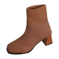 thumbnail image 1 of Xfvqtps Womens Chunky Heel Boots Knit Round Toe Ankle Booties Fashion Winter Comfortable Boots for Women Slip on Casual Shoes, 1 of 9