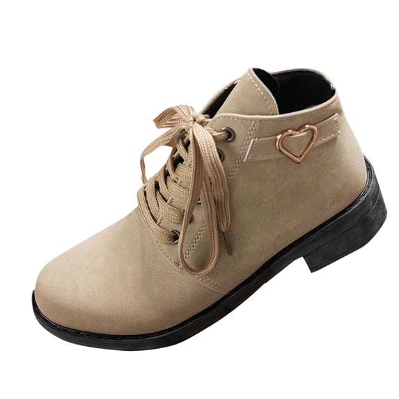 Xfvqtps Womens Chunky Heel Boots Mid Calf Slip on with Metal Buckle Decor Fashion Winter Comfort Booties for Women Casual Outdoor Shoes with Side Zipper